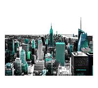 Runa Art Papel tapiz fotográfico Nueva York 352 x 250 cm Lana Fondo De Pantalla XXL Moderna Decoración De Pared Sala Cuarto Oficina Salón turquesa Negro 9202011b