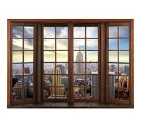 Runa Art Papel tapiz fotográfico Ventana Nueva York 352 x 250 cm Lana Fondo De Pantalla XXL Moderna Decoración De Pared Sala Cuarto Oficina Salón azul 9384011b