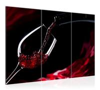 Runa Art Vino Cocina Cuadro Decorativo para Sala XXL Negro Rojo Vidrio Comedor 120 x 80 cm 3 Piezas Decoración de Pared 042231a