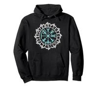 Runa vikinga Vegvisir Runa nórdica Glifo Vikingo Icono Sudadera con Capucha, Unisex para Adultos, Negro, XXL