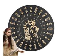 Runas de adivinación de madera, runas de madera con disco para manualidades de brujas | Suministros decorativos de bruja con inscripciones inmortales, herramientas de artesanía para altar, meditación