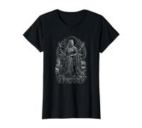 Runas de mitología vikinga de la Diosa nórdica Frigg Camiseta gráfica económica, Mujer, Negro, XL