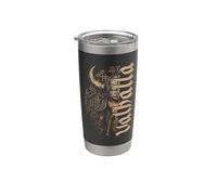 Runas nórdicas Vegvisir con barba trenzada de guerrero vikingo Vaso térmico de acero inoxidable de doble pared