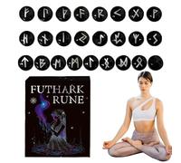 Runas Set - 25 Pieces Mindfulness Stones, Crystal Symbols Kit | Herramientas de adivinación de Wiccan Piedras de guía espiritual, decoración del altar con bolsa de terciopelo para la meditación