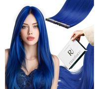 RUNATURE Extensiones de cabello humano con cinta adhesiva, color azul, 12 pulgadas, trama invisible, sin costuras, 20 g, 10 unidades
