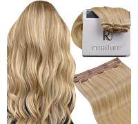 RUNATURE Extensiones de Clip de Pelo Natural Rubio Oscuro con Rubio Claro 3 Piezas 50g 16 Pulgadas/40cm #16P24