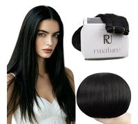 RUNATURE Extensiones Pelo Natural Cortina Negro Trama Extensiones de Pelo Humano Weave Extensiones de Cabello Natural Liso Cortina #1 12 Pulgadas/30cm 70g