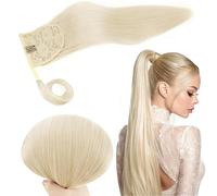 RUNATURE Extensiones Pelo Natural en Coleta Rubio Platinum 55cm 80g Extensiones Coleta Pelo Natural Largo #800