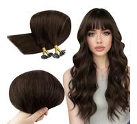 RUNATURE Extensiones Queratina Pelo Natural,50cm 50s 50g Largo Natural Extensiones Marrón Oscuro #2