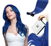RUNATURE Extensiones Queratina Pelo Natural Azul 55cm 25g 25s Extensiones de Queratina Liso #Blue