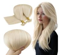 RUNATURE Extensiones Queratina Pelo Natural Rubia Platino 55cm Largo 50g 50s #60