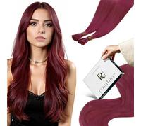 RUNATURE I Tip Extensiones Queratina Pelo Natural Burgundy Cold Fusion Extensiones de Cabello Humano Keratina Pre Bonded Stick Tip Hair Extensions 22 Pulgadas/55cm 25s/25g