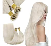 RUNATURE Nano Loop Extensiones Cabello RubioExtensiones Pelo Natural Nano Ring Rubia Blanca Nano Beads Extensions Remy Hair 18 Pulgada/45cm 50 Stands/50g #800