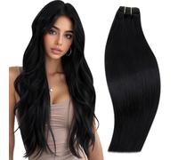 RUNATURE Weft Extensión de La Trama del Pelo Humano 20 Pulgadas Weaving Cabello Real Natural Humano #1 Negro Remy Natural Weave Cabello Extensions Bundles Sew in Cabello Humano 100G