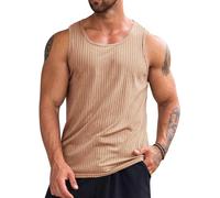 Runcati Camiseta sin mangas para hombre, para fitness, gimnasio, axilas, entrenamiento, culturismo, camiseta interior deportiva, caqui, M