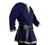 Runcati Disfraz medieval para hombre del Renacimiento pirata Halloween vikingo túnica caballero cosplay guerrero camisas LARP, azul oscuro, XXL