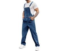 Runcati pantalón vaqueros con peto para hombre, trabajo, verano, ropa de calle, informales, tirantes ajustables, mono, azul marino, L