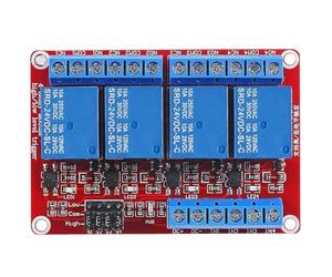 RUNCCI-YUN 1 Piezas Módulo de Relé de 4 Canal 24V,con Aislamiento Optoacoplador Módulo de Relé de 24V,alto o bajo nivel disparador de Expansión para Raspberry Pi y Arduino