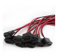 RUNCCI-YUN 10 conectores USB C tipo C hembra de 2 pines para soldar a prueba de agua, cable de extensión USB C, cable de alimentación micro USB tipo C, conector de montaje en panel (negro)