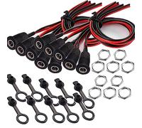 RUNCCI-YUN 10 Pairs 5.5 X 2.1mm 12V DC Conector,12V 10A Adaptador de Conector Hembra de Montaje en Panel,DC Power Jack Conector Adaptador con Línea de Soldadura