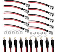 RUNCCI-YUN 10 pcs 18AWG 12V 5A DC Power Pigtail Cable+10 pcs Conectores CC Macho de 2,1 mm x 5,5 mm, Adaptador de Conector Hembra de Montaje en Panel