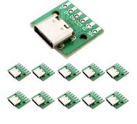 RUNCCI-YUN 10 Piezas USB C Breakout Board 16 Pines a Adaptador de Placa PCB de,Conector USB C a Dip de 6 Pines soldar para Transferencia de Datos y Cables