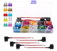 RUNCCI-YUN 105 Pcs 12v Fusibles Coche Motocicleta,Estándar Fusibles Coche Fusibles Planos Cuchilla Fusible+ 16 AWG Standard Portafusibles (2A 3A 5A 7.5A 10A 15A 20A 25A 30A 35A)