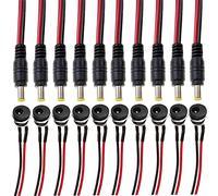 RUNCCI-YUN 10PCS 18AWG 12V 5A 5,5mm x 2,1mm DC Connector Macho Hembra,DC Power Jack Socket,Montaje En Panel DC Conector 5,5mm x 2,1mm+10PCS DC Power Pigtail Cable,para Equipos Electrónicos