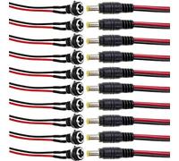 RUNCCI-YUN 10PCS 18AWG 12V 5A 5,5mm x 2,5mm DC Connector,DC Power Jack Socket,Montaje En Panel DC Conector 5,5mm x 2,5mm+10PCS DC Power Pigtail Cable