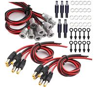 RUNCCI-YUN 10Pcs 5.5x2.1 mm DC Power Pigtail Cable,Toma de Corriente CC de Montaje en Toma,Adaptador de Conector Hembra de Montaje en Panel+5Pcs Macho Jack Conector Adaptador de Conector DC