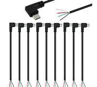 RUNCCI-YUN 10Pcs conector tipo C USB,22AWG 5V 3A 4 pin USB cable desnudo conector,conector usb de soldadura,USB Pigtail Cable, para DIY(25 cm) ângulo reto, 90 grauscon transmisión de datos