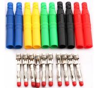 RUNCCI-YUN 10pcs conectores tipo banana revestidos com isolamento de 4 mm, conectores tipo banana para soldagem de segurança para cabos de teste de multímetro(negro azul rojo verde amarillo)