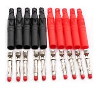 RUNCCI-YUN 10pcs conectores tipo banana revestidos com isolamento de 4 mm, conectores tipo banana para soldagem de segurança para cabos de teste de multímetro（negro rojo）
