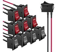 RUNCCI-YUN 10pcs Interruptor Basculante 12, Interruptores de botón Interruptor 12V,Interruptor de palanca Coche,SPST 2 pins On/Off 6A/250V 10A/125V AC para Automóviles, Barcos, （negro rojo）