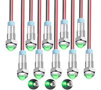 RUNCCI-YUN 10pcs LED Indicador de metal 6mm 1/4" 110V-220V LED Indicador Luz Lámpara Piloto Dash Direccional para Coche Van Camión Barco (Verde)