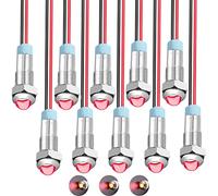 RUNCCI-YUN 10pcs LED Indicador de metal 6mm 1/4" 110V-220V LED Indicador Luz Lámpara Piloto Dash Direccional para Coche Van Camión Barco (Rojo)