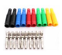 RUNCCI-YUN 10peças 4 mm conector banana isolamento soldagem conector banana para cabos de teste de multímetro(negro azul rojo verde amarillo)