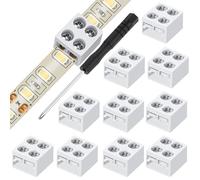 RUNCCI-YUN 10piezas conector cinta 5 V, 12 V, 24 V LED 2 pines 8 mm con destornillador (Blanco)