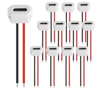 RUNCCI-YUN 12 Piezas conector hembra USB C,Conector soldar montaje en panel USB C de 2 Hilos,Con Hebilla de Ranura a Presión, función PD Con 100mm 24 AWG Cable, Blanco