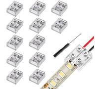 RUNCCI-YUN 12piezas conector cinta 5 V, 12 V, 24 V LED 2 pines 8 mm, cable LED empalme con destornillador (transparente)