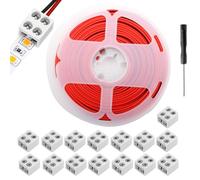 RUNCCI-YUN 15piezas conector cinta 5 V, 12 V, 24 V LED 2 pines 10 mm, con 20M 22AWG cable alargador tira LED con destornillador