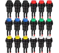 RUNCCI-YUN 18 pcs pulsador mini 12v,pulsador Autoblocante,12mm interruptor pulsador, Cableado Pulsador 12V ON/Off,interruptor pulsador redondo para Trompeta de Coche,Timbre de Casa