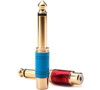 RUNCCI-YUN 2 Piezas 6,35mm a RCA,6.35 mm 1/4 Inch TS Macho a RCA Hembra,Hembra RCA a Conector de Audio de 6.35mm Macho Mono,Adaptador RCA de 6.35 mm,Macho a Hembra RCA de 6,35 mm,Rojo y Azul