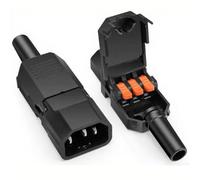 RUNCCI-YUN 2 Piezas Conector alimentación Macho IEC 320 C14 3 Pines,Conector Adaptador de alimentación AC 250V,Enchufe IEC 320 C14 (Negro)