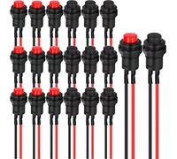 RUNCCI-YUN 20 mini pulsadores redondos de 12 mm, interruptor de botón de bloqueo, mini interruptor de botón, AC 250 V/1,5 A, 125 V/3 A para Arduino DIY, trompeta, PC, lámpara de mesa, timbre de puerta