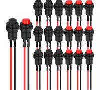 RUNCCI-YUN 20pcs pulsador mini 12v,pulsador momentaneo,12mm interruptor pulsador, Cableado Pulsador 12V ON/Off,interruptor pulsador redondo para Trompeta de Coche,Timbre de Casa