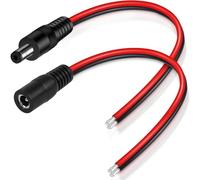 RUNCCI-YUN 2PCS DC Power Pigtail Cable, 14AWG 12V 5Aconectores Macho Hembra de 5,5 x 2,5 mm Adaptador de montagem em painel,Extensiones de Corriente CC para câmara de segurança CCTV 0.3m