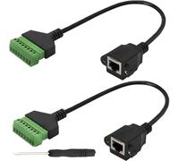 RUNCCI-YUN 2PCS RJ45 Cable de conector de terminal de tornillo 8P 8C RJ45 Hembra a 8 pines Conector de red de Cable Ethernet sin soldadura para AV CCTV DVR Cat6 Cat5 Acoplador en línea (30cm)