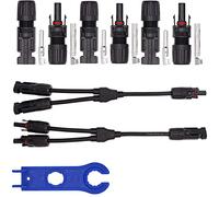 RUNCCI-YUN 3 par Solar Panel Cable Conector, Conector Solar Fotovoltaico+1 par Rama Y Conectores M/F/F y M/M/F,Macho/Hembra Impermeable Conectores de Cable de Panel Solar para Sistema Fotovoltaico