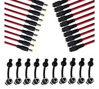 RUNCCI-YUN 30Pcs Conector DC de 5,5 x 2,1 mm,12 V Cable de extensión,DC Power Jack Conector Adaptador,2,1 x 5,5 mm Macho Hembra Jack Conector+Conectores Montaje en Panel, para CCTV Seguridad Cámaras